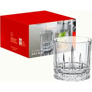 Perfect Serve Single Old Fashioned Glasses Set of 4 - European-Made Crystal Lowball Cocktail Glasses, 9.5oz, Dishwasher Safe, Professional Quality Gift Set