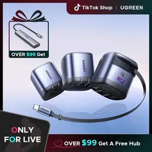【LIVE ONLY】UGREEN 45W/65W/100W 3 in 1 Compact GaN Charger, Retractable USB C Fast Wall Charger with Foldable Plug, Compatable for iPhone 17/16 Series, Galaxy, Pixel, iPad-Cellphone Electronic portable charger,TikTokShopBlackFriday ,TikTokShopHolidayHaul o