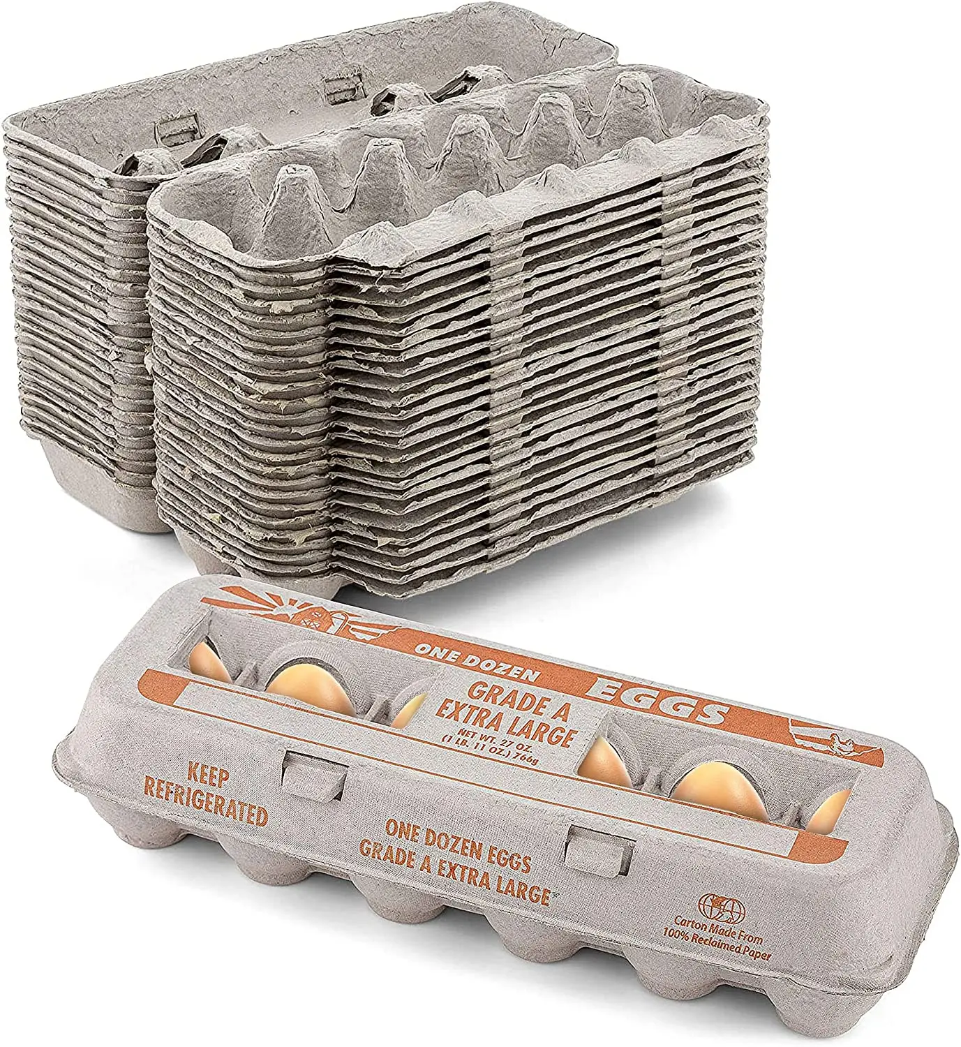 MT Products Recycled Reusable Natural Pulp Paper Egg Cartons - 12-Egg Capacity, Strong and Sturdy, Secure Storage, Versatile Home Organizer Storage Box
