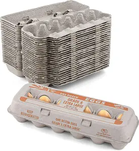 MT Products Printed Natural Pulp Paper Egg Cartons Holds 12 Eggs