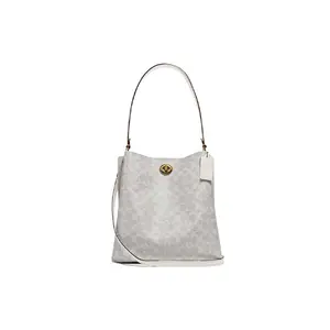 COACH Charlie 26 Printed Monogram Canvas and Leather Bucket Bag for Women, Pink and White