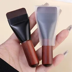 Short Handle Ultra-Thin Foundation Brush, Flat Head Mask Brush, Suitable for Masks and Creams, Liquid Foundation, Blending Brush Foundation, Portable and Convenient