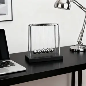 Newton Cradle Perpetual Motion Steel Balls - Balance Collision Pendulum for Physics Science School Teaching, Creative Home Office Desk Decor & Educational Toy