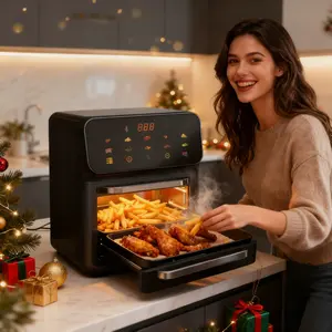 10 in 1 Air Fryer Oven with Rotisserie, 10L 1800W, 17 Presets Air Fry, Dehydrator, Roast, Bake, Family Size Large Air Fryer with Auto Shutoff and View Window, Black