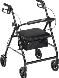 Foldable Rollator Walker with Seat, Black