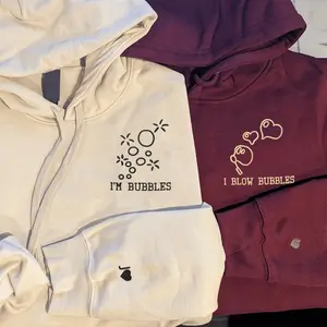 Funny Bubble Couple Hoodies – “I’m Bubbles” & “I Blow Bubbles” Matching Set