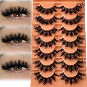 New 7 Pairs Russian Curl Natural Volume False Eyelashes, Dense Long Lashes, Dramatic Fake Eyelashes, Reusable for Parties and Daily Use, Cosmetic