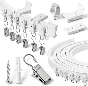 20Ft Ceiling Curtain Track, Ceiling or Wall Mount Heavy Duty Curved Flexible Bendable Curtain Rail System for Curtains Bendable RV Shower