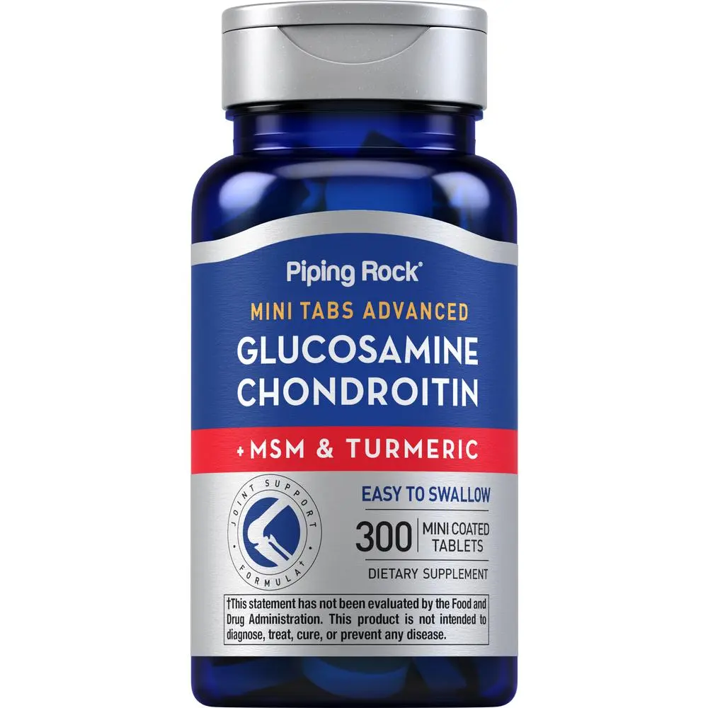 Piping Rock Glucosamine Chondroitin MSM | 300 Tablets | Plus Turmeric | Non-GMO, Gluten Free Supplement