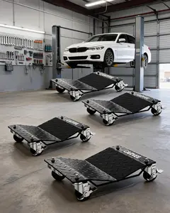 Heavy Duty Car Moving Dollies 4 Pack, 6000 LBS Total Load, V-Shaped Wheel Dolly with Locking Wheels, Non-Slip Platform for Garage Workshop