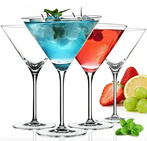 Martini Glasses Set of 4, Coupe Glass, 9.5 oz Hand Blown Crystal Cocktail Glasses for Espresso Martini, Cosmopolitan, Gimlet, Home Bar, Party, Martini Glassware Gift Set Sweet Drink