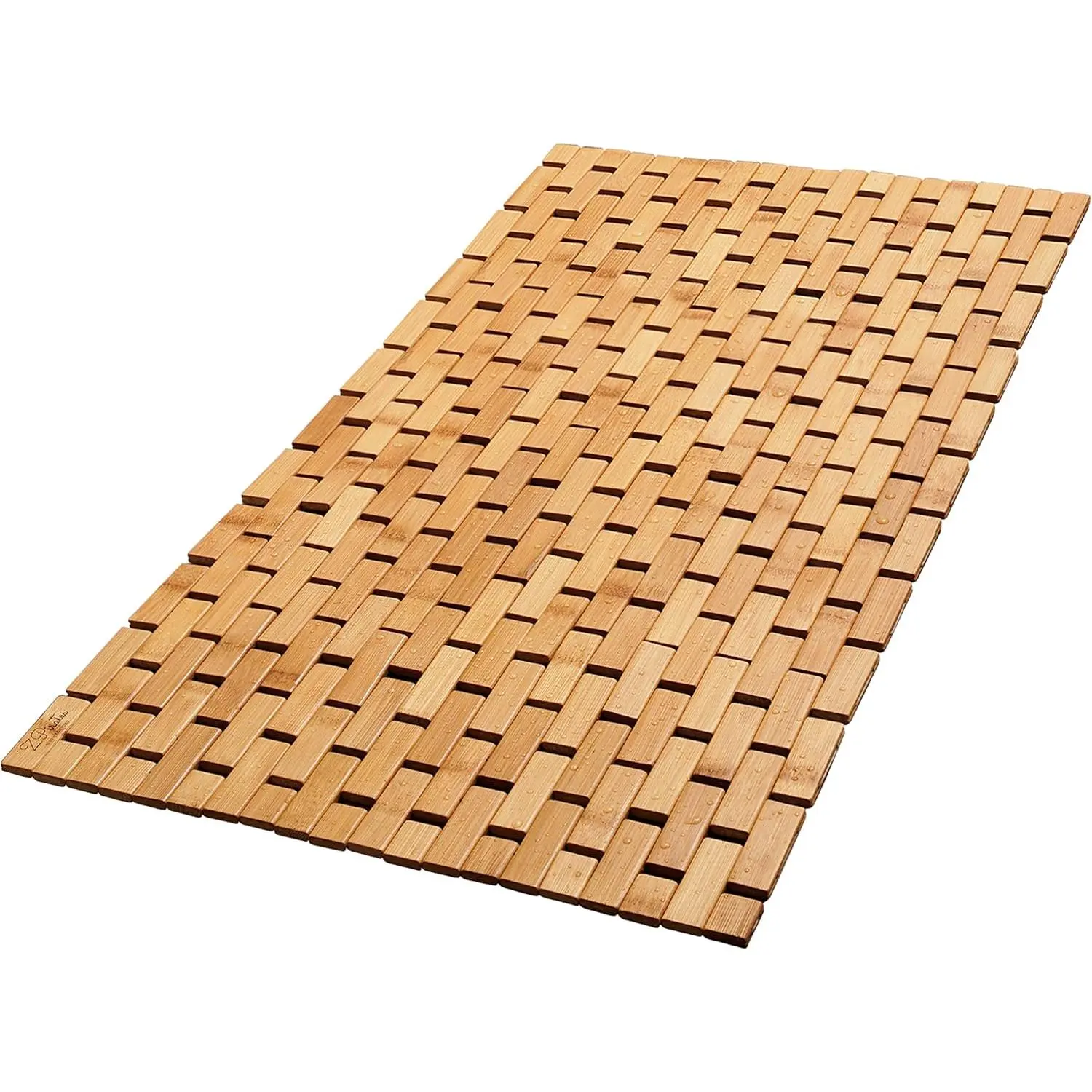 Natural Bamboo Wood Bath Mat - Large 34x18in Foldable, Non-Slip Nail-Free Grip Pad Quick-Dry Washable, Home Essential for Bathroom, Sauna, Door Area, Non-Slip Bath Mats, Nail-Free Bath Mats