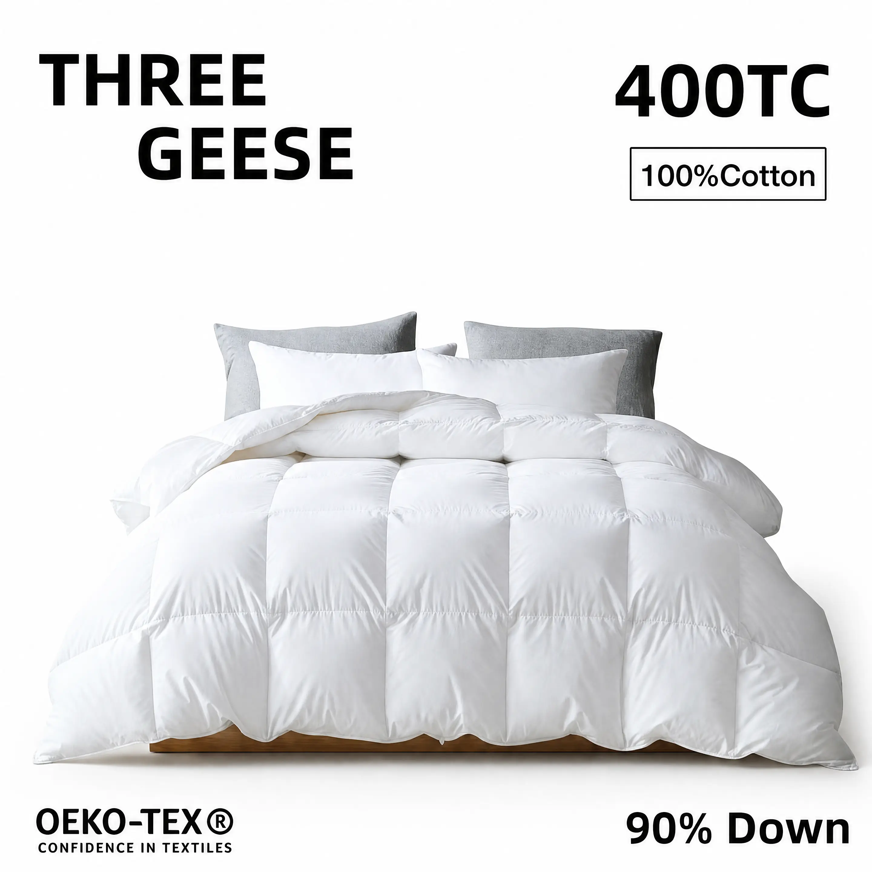 【Three Geese Ultra down duvet Insert】-100% Organic Cotton 90% Down ,Royal treatment,King Size 106x90 Fluffy & Warm ,Machine Washable,Bedding Qulit-Memorial Day,Puffed Quilt