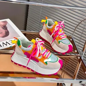 Breathable mesh single mesh thick sole white casual sports mesh shoes