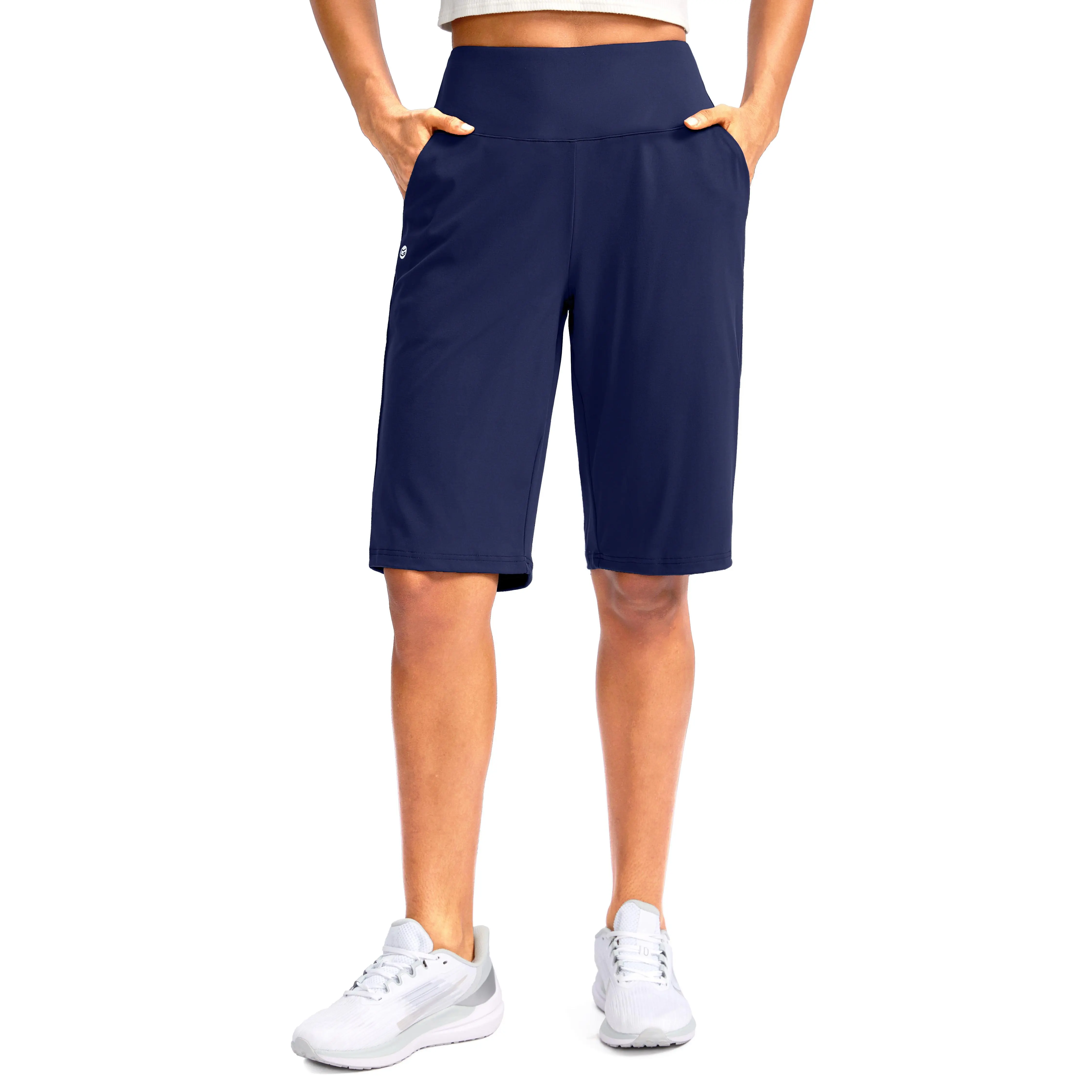 G Gradual Women's 12" High Waist Bermuda Shorts - Athleisure Casual, Breathable Stretchy, Casual Sporty, Lightweight Performance, Pocketed Knee-Length Summer Walking Sports Shorts, Athleisure Casual Shorts, Breathable Stretchy Shorts