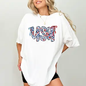 ChicCotton Coquette Bow USA Comfort Colors Shirt, Floral United State Of America T-shirt, Independence Day Graphic Tee, Coquette 4th Of July Shirt