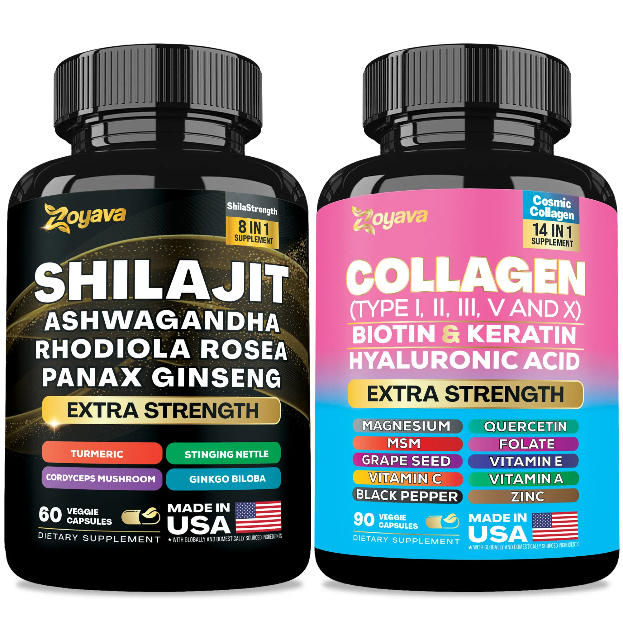 Revitaluxe Bundle - Zoyava All-in-One Shilajit & Collagen Supplement with Extra Strength Ingredients - Made in USA