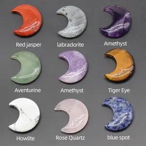 20pcs Random Moon Natural Crystal Agate Stone Crescent Shape Diy Non-Porous Moon Jewelry Accessories Materials