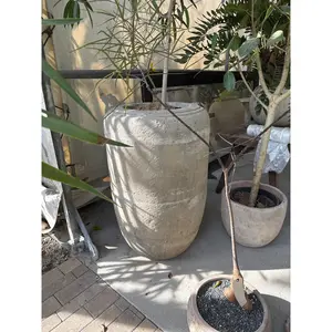 Balinese Cylindrical Limestone Planter Large