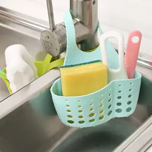1pc Adjustable Button Sponge Drain Rack Faucet Storage Hanging Bag Sink Sponge Storage Basket Organiser Hangable For RV