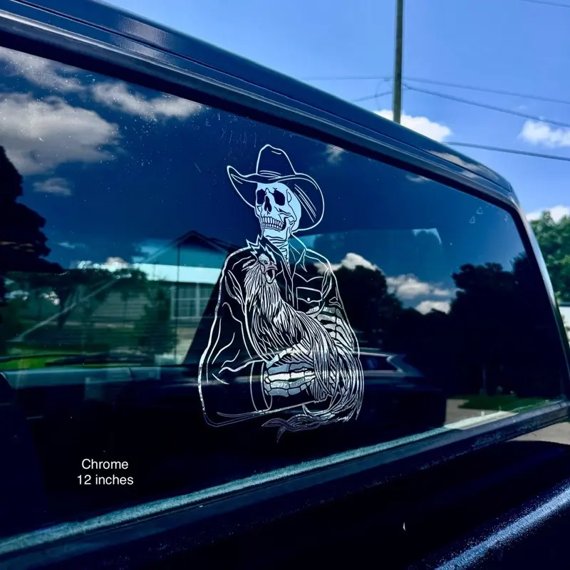 Skull With Rooster Decal Sticker Decal Sticker for Car, Glass Doors, and Walls - Different Sizes Available - Multiple Colors Available - Easy Installation