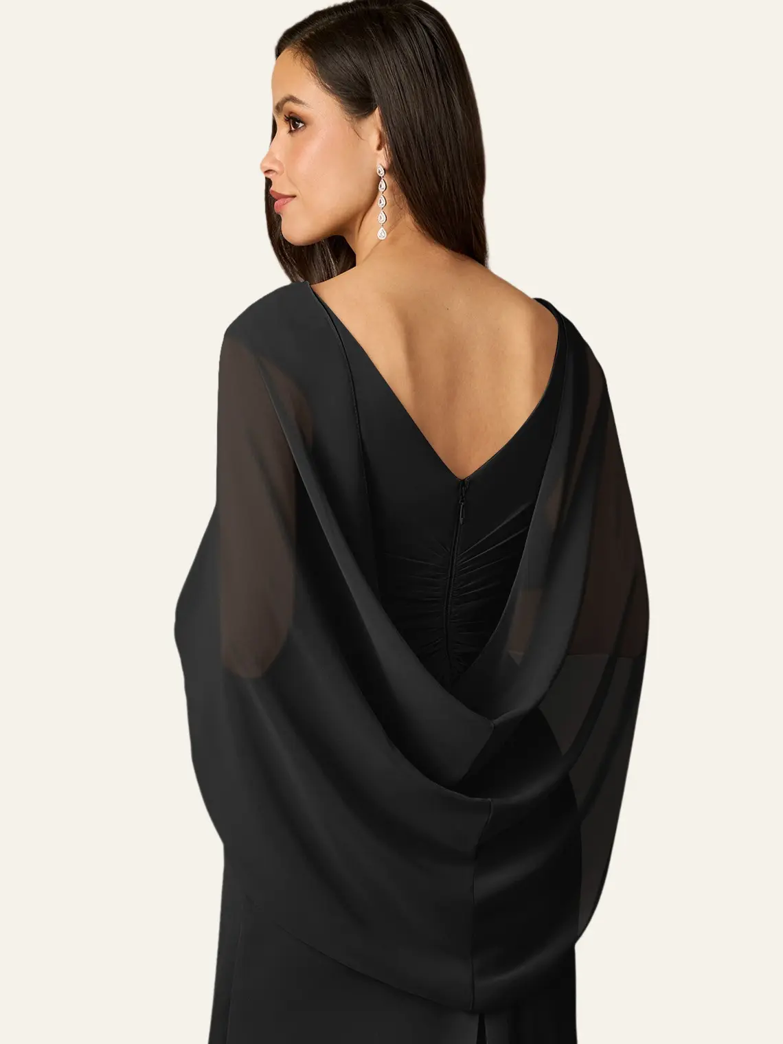 Azazie Sarah Cropped Sheer Draped Sleeve Wedding Bridesmaid Formal Chiffon Shawl
