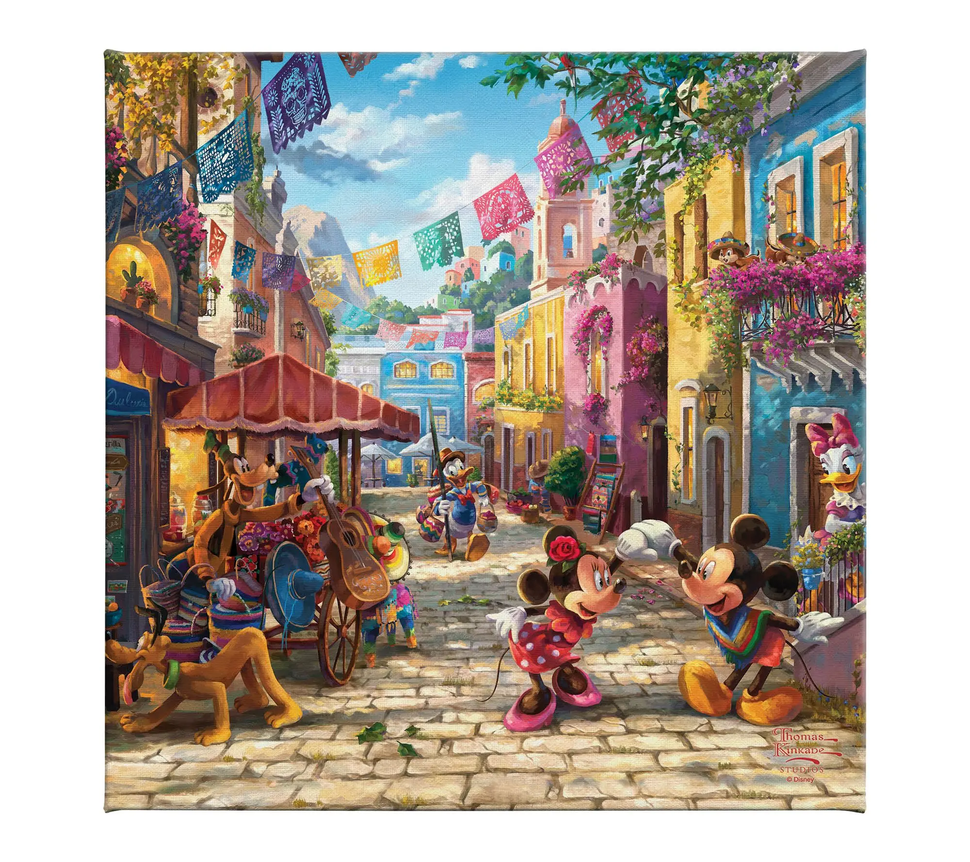 Thomas Kinkade Mickey and Minnie in Mexico 14x14 Gallery Wrap
