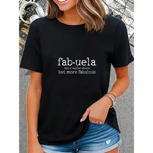 GGOR 100% Cotton Short-Sleeve Round Neck Casual T-Shirt, Spanish Abuela (Mexican Grandma) Funny Gift Top for Sports & Outdoor Activities