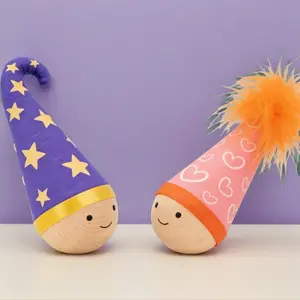 Sturdy natural wood interactive self-balancing toy, designed with built-in catnip and feather to keep cats entertained.  cat stuff for indoor