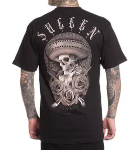 Sullen Clothing Sicarios Standard Tshirt Menswear Cotton Jersey Tee with Roses & Mariachi Skull Design Cultural Streetwear Top