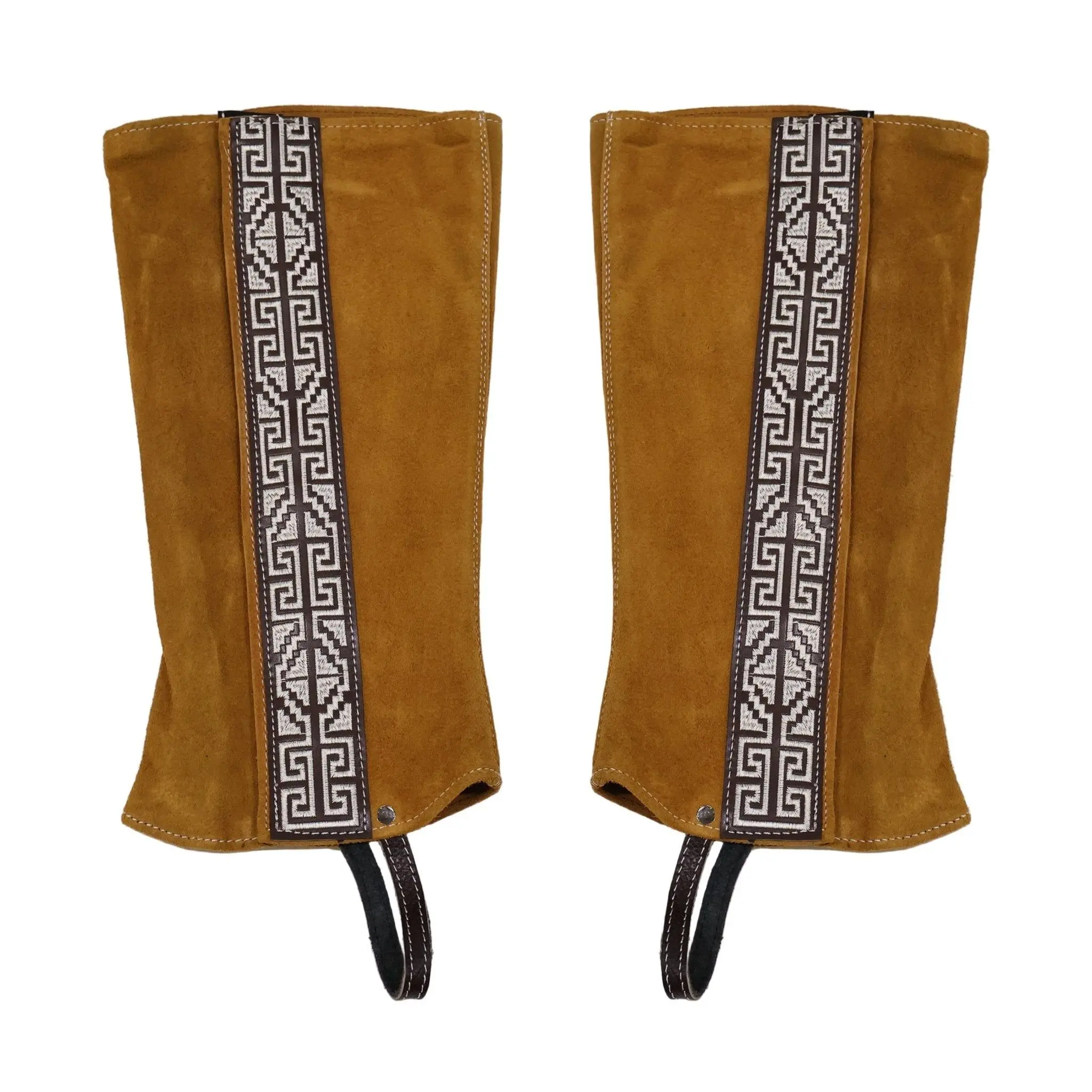 Greca Light Brown Mexican Charras Polainas Half Chaps