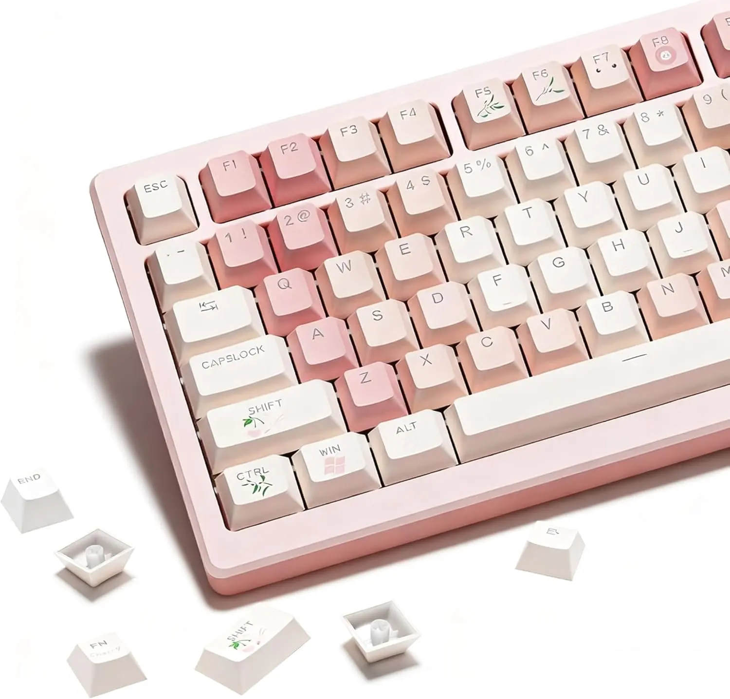 Womier PBT Plastic Shine-Through Keycaps, Cherry Profile Custom Backlight Keys for 61/68/84/87/100/104/108 Mechanical RGB Lighting Keyboards for PC Gamers