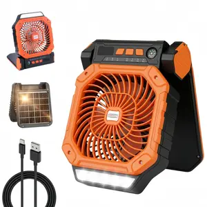 Ultra-Portable 9000mAh USB Rechargeable Solar Fan - USB & Mobile Fan with LED Night Light, Flashlight, Emergency Use, Ideal for Camping, Perfect 2026 Father's Day Gift