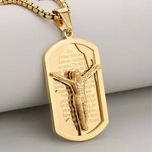 hip-hop trend retro stainless steel religious culture men's necklace