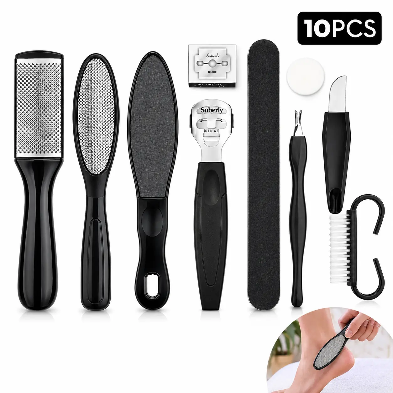 10PCS Foot File Pedicure Set, Callus Remover Tools for Hard Skin, Rough Heels, Smooth Feet & Home Foot Care