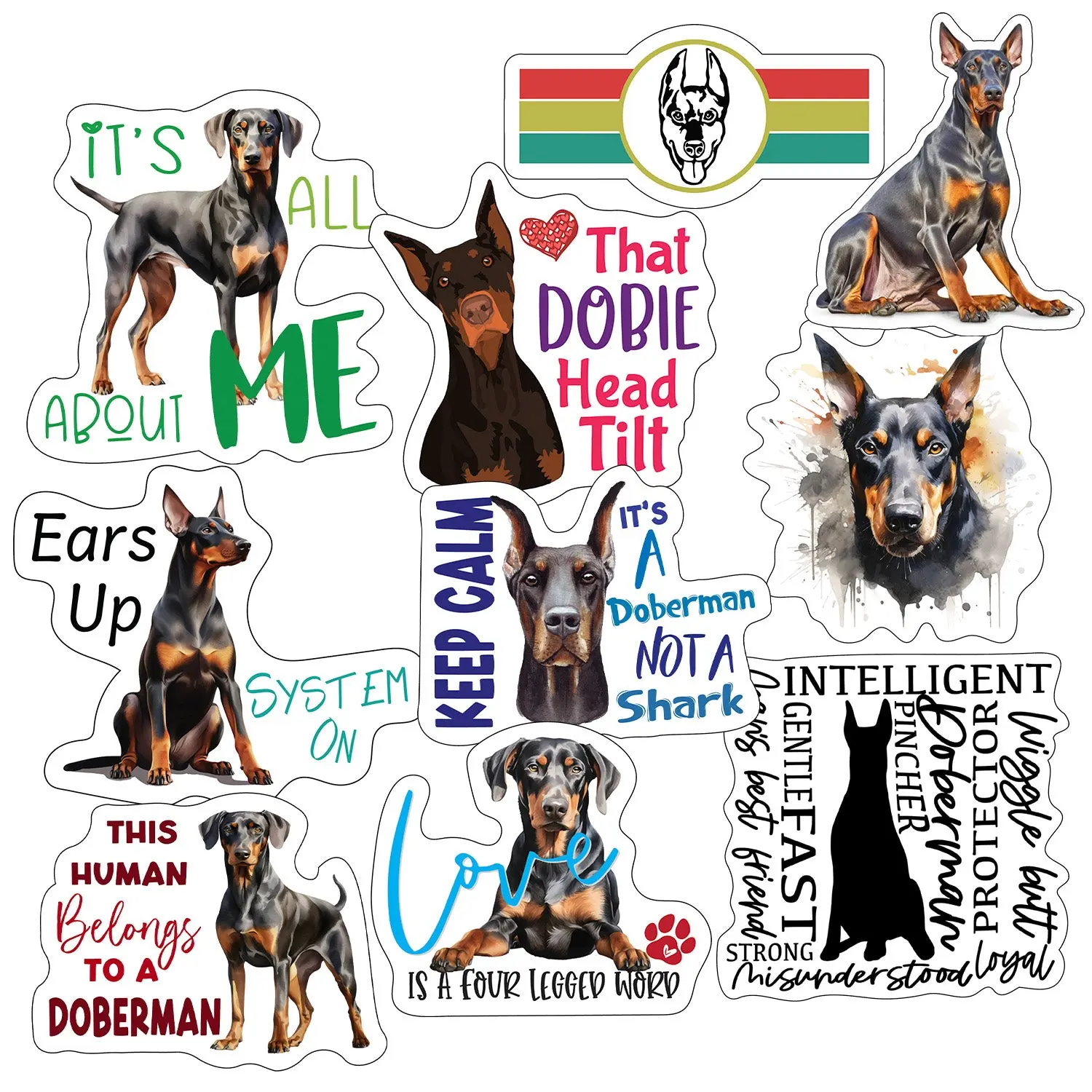 Doberman Stickers, Ten Vinyl Stickers Supporting Doberman, Great ...