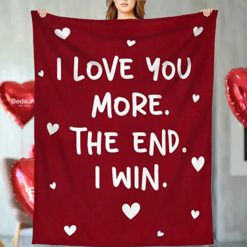 Super Soft Cotton Fleece Letter Throw Blanket - Durable, Wrinkle Resistant, Machine Washable All-Season Home Room House Decor Gift for Partners (Valentine, Wedding, Birthday)