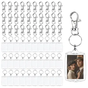 60PCS Acrylic Photo Frame Keychain Kit, 2.16 X 1.5 Inch Clear Picture Keychain with Keyring, Crafts, Suitable for Birthday Gifts, Party, Anniversary