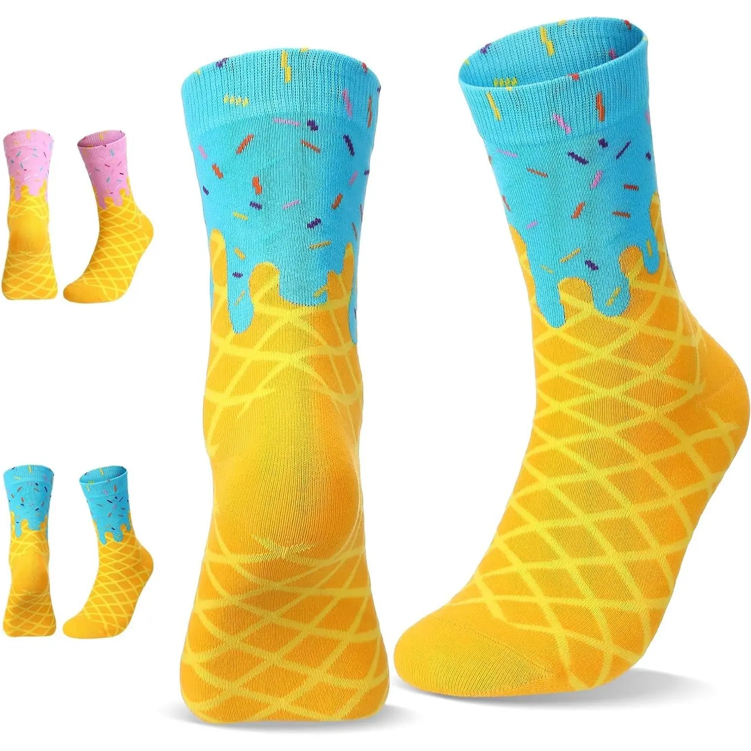 BY-XSOK40   Ice Cream Socks Funny Crew Cotton Drip Socks for Women Colorful Novelty Crazy Cute Stockings Ice Cream Themed Gifts