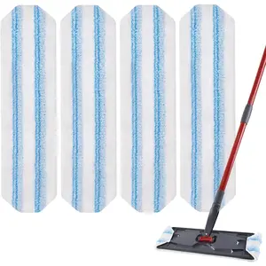 H2prO Mop Pads Replacements Compatible with Flat Mop System, Replace Mop Heads for Mop, Machine Washable  Microfiber Pad Refills for Floor Cleaning (4 Pack)