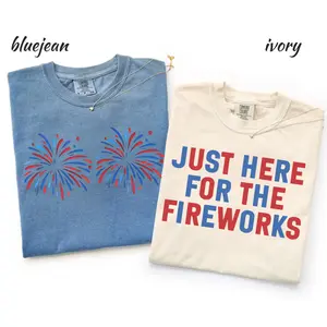 Comfort Color Funny USA Fireworks Couple Shirt, Just Here For The Fireworks, Sarcastic Couple Shirt, Adult Humor Shirt, 4th Of July Shirt, Fireworks Shirt, Independence Day Gift