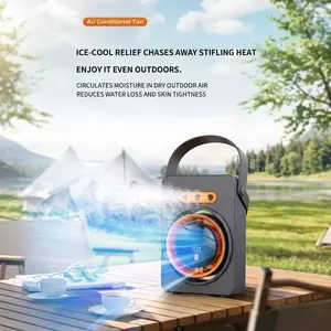 Two-In-One Cooling Humidifier Spray Fan, USB Rechargeable Desktop Mist Fan with Digital Display, Portable Wall-Mounted Mini Air Cooler