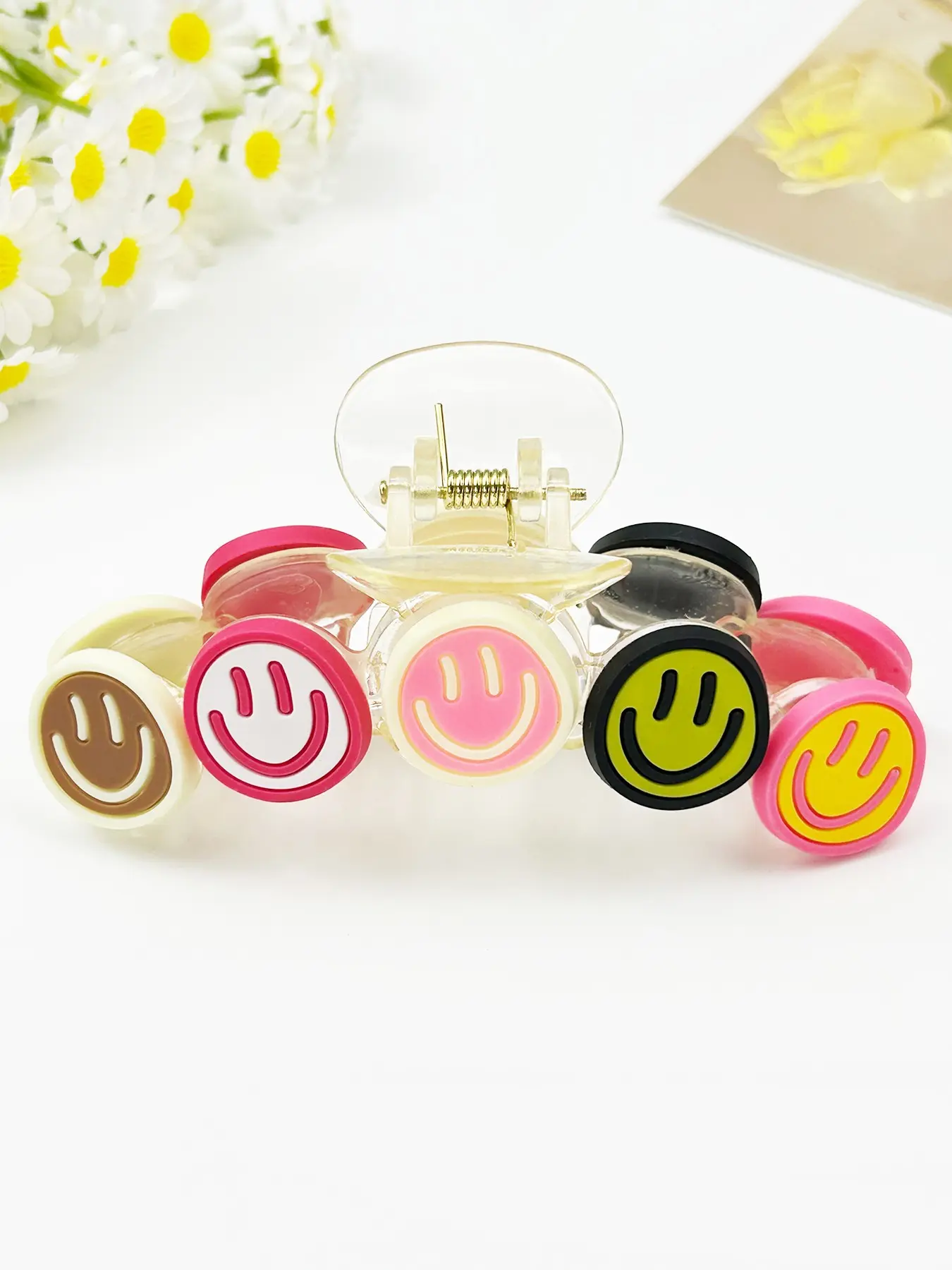 Lady's adorable smiling hair clip, colorful cartoon versatile hair accessory, perfect for afternoon tea, vacation, beach, campus, office, and daily casual hair accessories, Kawaii hair clips, Cute Hair Clips, Fun Hair Clips, Claw Clip