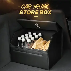 Car Trunk Leather Storage Box Foldable Auto Organizer Bag For Peugeot 5008 408 308 Landtrek 208 2008 3008 Rifter 508 301 108 608 4008 e-Expert e-TRAVELLER
