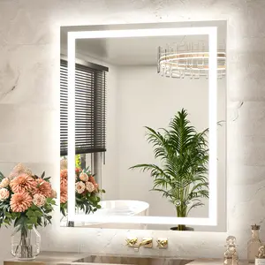 TETOTE LED Bathroom Mirror with Front & Back Lights, 3 Light Colors, Anti-Fog, Stepless Dimming, Shatterproof Tempered Glass with True-to-Life Reflection, Plug-in/Hardwired
