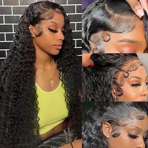 [30 Inch $73.9] Imani 36 Inch 13x6 Deep Wave Lace Frontal Human Hair Wigs  HD Lace Front Wigs Human Hair Pre Plucked 180% Density Deep Curly Wig for Women Daily Use Affordable Wig
