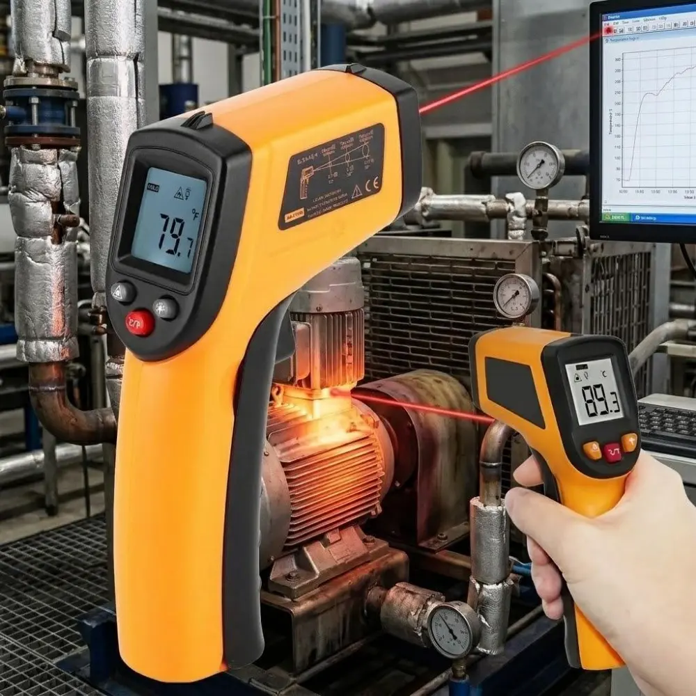 Non-Contact Infrared Thermometer Gun, Ir Thermometer, High Precision Laser Temperature Scanner for Home & Industrial Use, Quick Response, Digital Readout for Automotive, HVAC, and Equipment Diagnostics, Ergonomic Design, Professional Grade