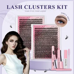 DIY Lash Extension Kit 640pcs Individual Lashes Cluster D Curl 40D Eyelash Extension Kit Lash Clusters with Lash Bond and Seal and Lash Applicator Tool for Self Application for Beginners at Home (KIT,40D+40D-9-16MIX) Makeup