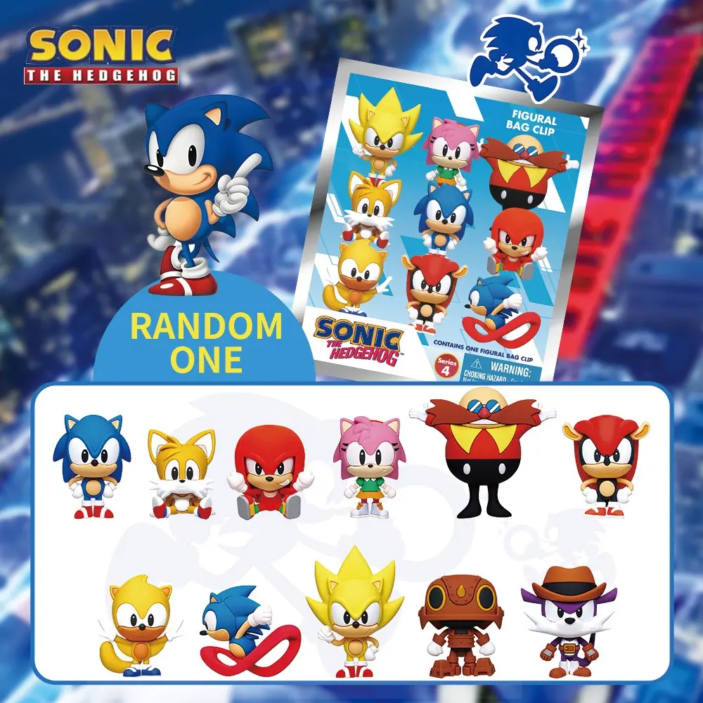 Sonic the Hedgehog Officially Licensed Blind Box Random Pack 3D Figurine, Bag Clip Charms, Knuckles Tails Amy Dr Eggman, Anime Figure Keychain, Collectibles, Gamer Blind Bag, Surprise Pack