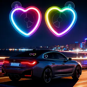 HYRORA RGB Triangle Car Window Powered LED Heart Shape C-Pillar Neon Light Eco-Friendly Modern Stylish Look for Car Interior Decor App Control Music Sync Timer Function Music Rhythm Mode Cute Fun Girly Cars Accessories